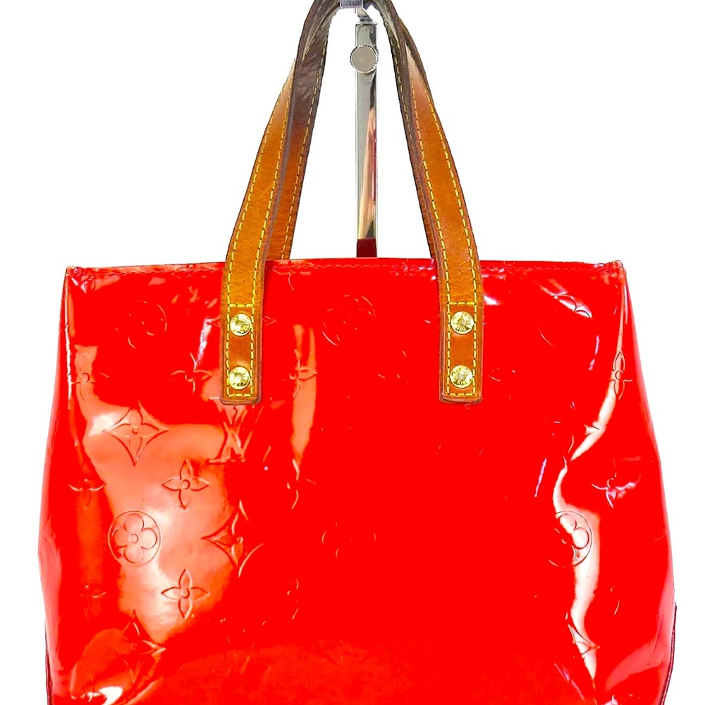 Auth LOUIS VUITTON Reade PM Red Vernis Leather Tote Hand Bag Purse made ๐ซ๐ท - Picture 1 of 11